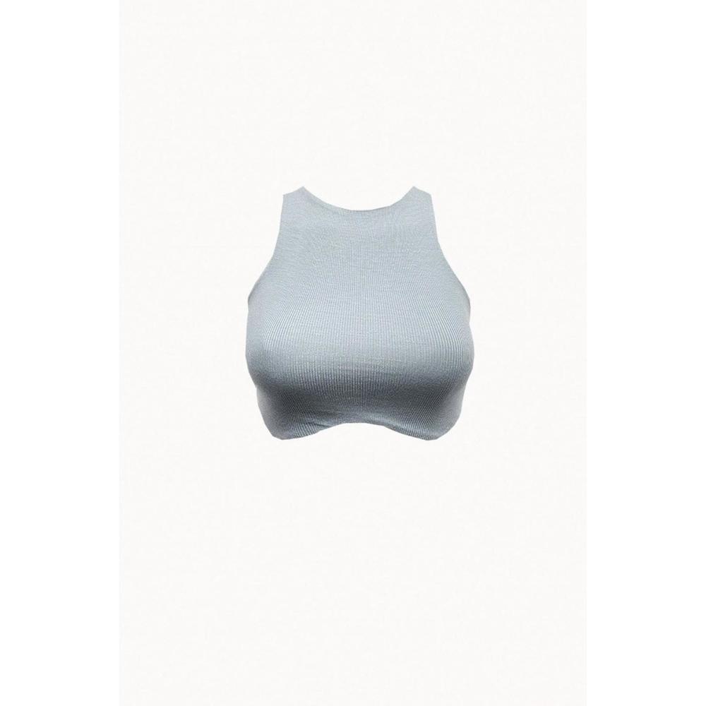 NEW GEEL rowa ribbed stretch-modal jersey cropped top in sleet